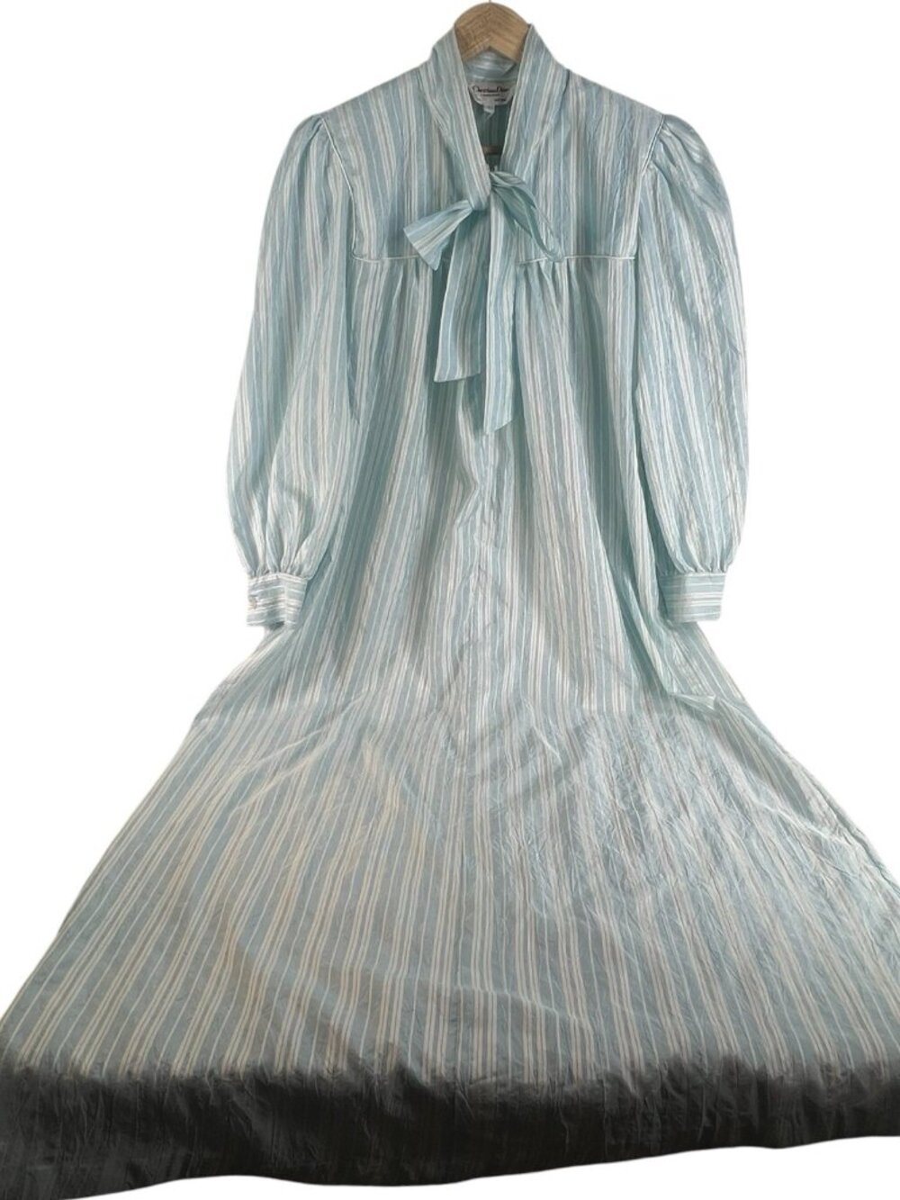 vtg Christian Dior Housedress Kaftan Nightgown Crinkle Satin Old Hollywood L - Picture 6 of 11